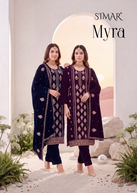 Myra By Glossy Simar Velvet Dress Materials 